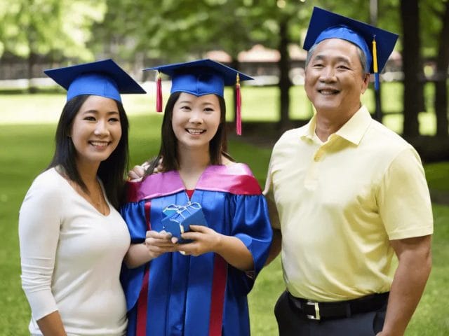 parents with graduate daughter